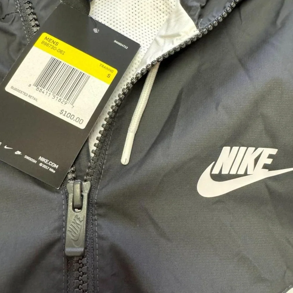 Nike Mens Windrunner Hooded Basketball Jacket Black Gray White 898730-061